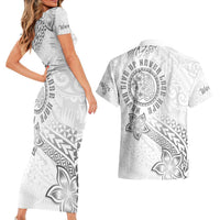Brain Cancer Warrior Couples Matching Short Sleeve Bodycon Dress and Hawaiian Shirt Never Give Up LT05 - Polynesian Pride