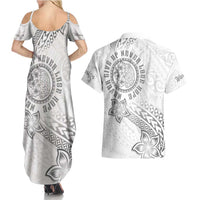 Brain Cancer Warrior Couples Matching Summer Maxi Dress and Hawaiian Shirt Never Give Up LT05 - Polynesian Pride