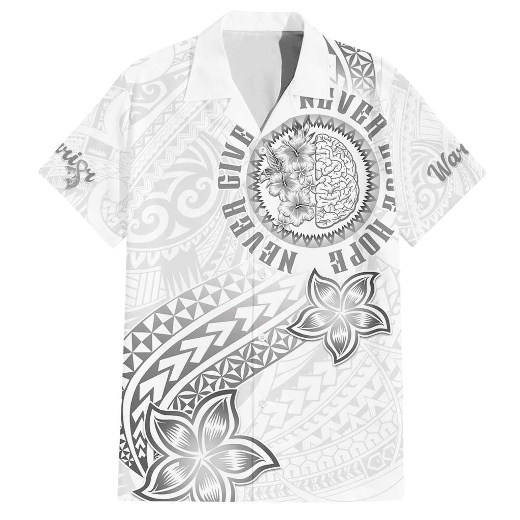 Brain Cancer Warrior Family Matching Long Sleeve Bodycon Dress and Hawaiian Shirt Never Give Up LT05 Dad's Shirt - Short Sleeve White - Polynesian Pride