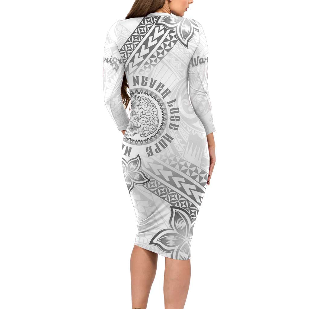 Brain Cancer Warrior Family Matching Long Sleeve Bodycon Dress and Hawaiian Shirt Never Give Up LT05 - Polynesian Pride