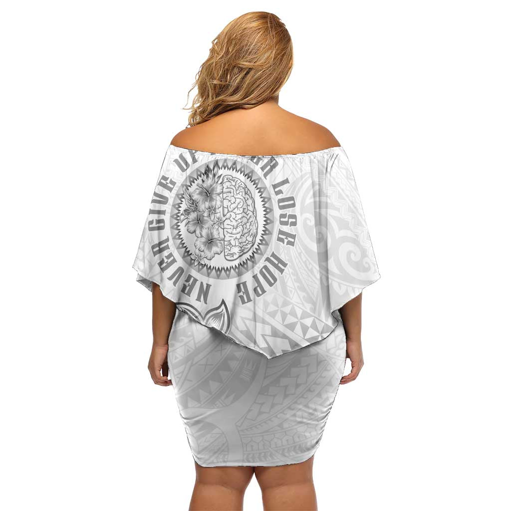 Brain Cancer Warrior Family Matching Off Shoulder Short Dress and Hawaiian Shirt Never Give Up