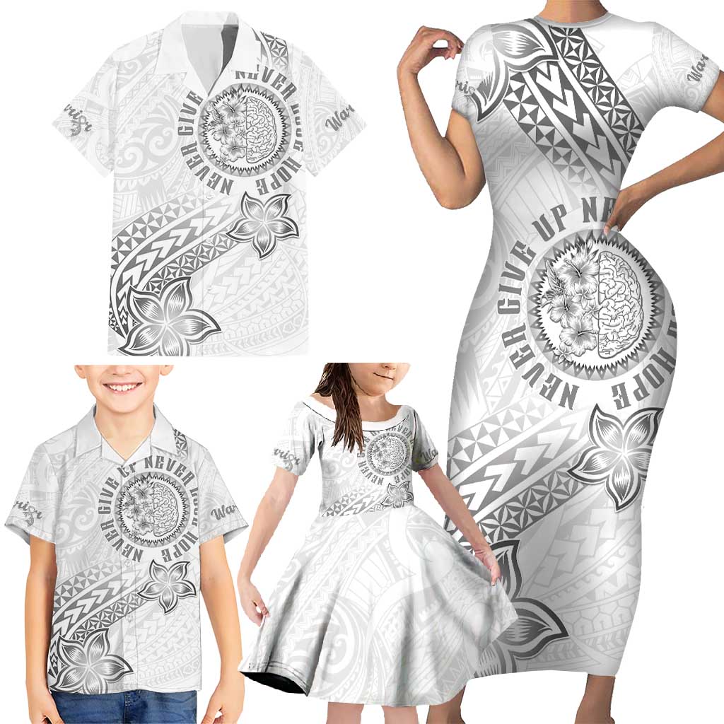 Brain Cancer Warrior Family Matching Short Sleeve Bodycon Dress and Hawaiian Shirt Never Give Up LT05 - Polynesian Pride