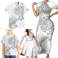 Brain Cancer Warrior Family Matching Short Sleeve Bodycon Dress and Hawaiian Shirt Never Give Up LT05 - Polynesian Pride