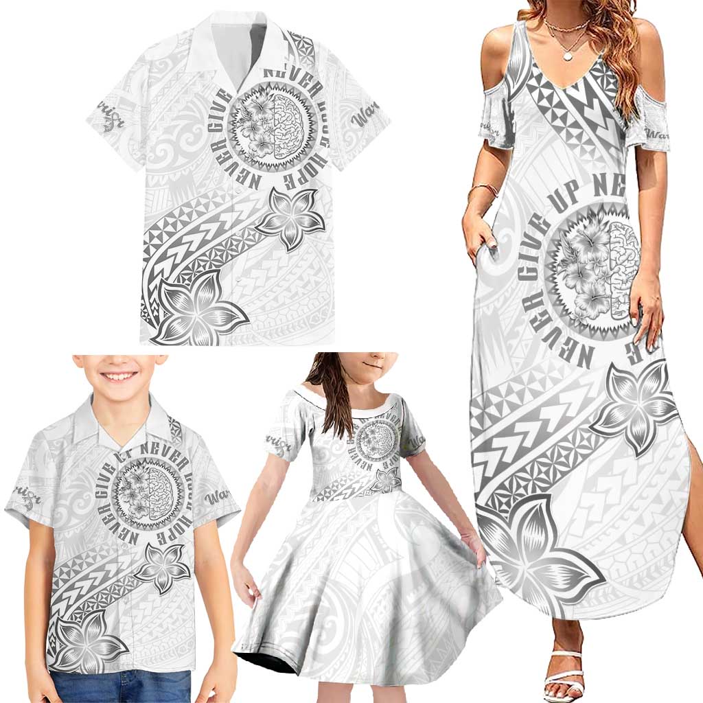 Brain Cancer Warrior Family Matching Summer Maxi Dress and Hawaiian Shirt Never Give Up LT05 - Polynesian Pride