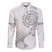 Brain Cancer Warrior Family Matching Summer Maxi Dress and Hawaiian Shirt Never Give Up LT05 Dad's Shirt - Long Sleeve White - Polynesian Pride