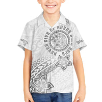 Brain Cancer Warrior Family Matching Summer Maxi Dress and Hawaiian Shirt Never Give Up LT05 Son's Shirt White - Polynesian Pride