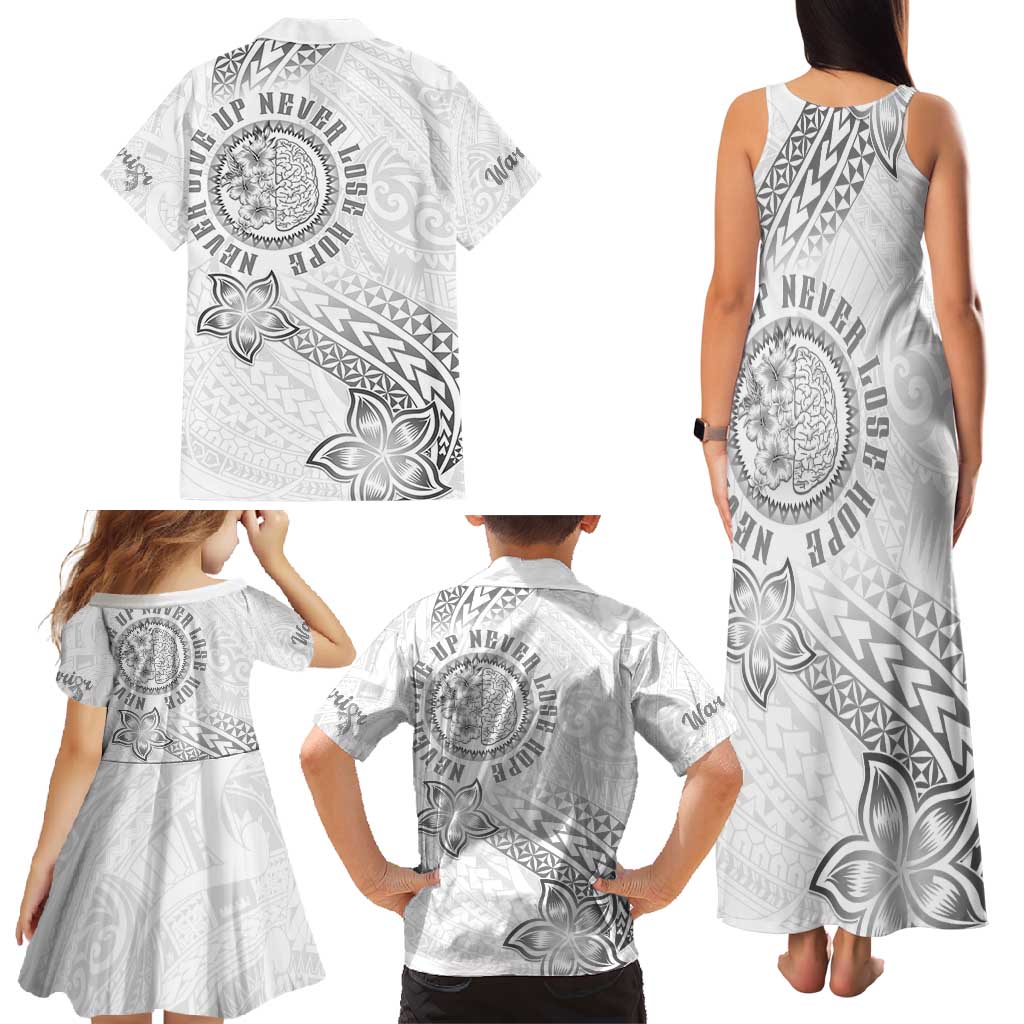 Brain Cancer Warrior Family Matching Tank Maxi Dress and Hawaiian Shirt Never Give Up LT05 - Polynesian Pride