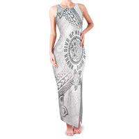 Brain Cancer Warrior Family Matching Tank Maxi Dress and Hawaiian Shirt Never Give Up LT05 Mom's Dress White - Polynesian Pride