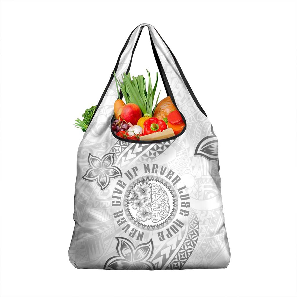 Brain Cancer Warrior Grocery Bag Never Give Up LT05 1-pack One Size White - Polynesian Pride