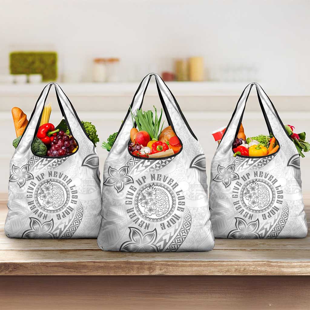 Brain Cancer Warrior Grocery Bag Never Give Up