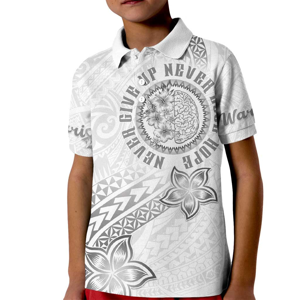Brain Cancer Warrior Kid Polo Shirt Never Give Up LT05 Kid White - Polynesian Pride
