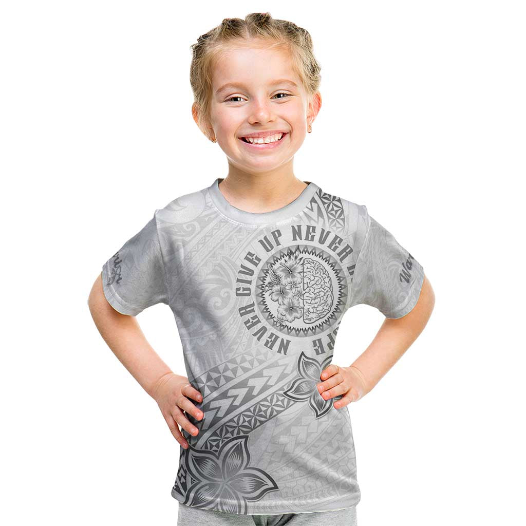 Brain Cancer Warrior Kid T Shirt Never Give Up LT05 White - Polynesian Pride