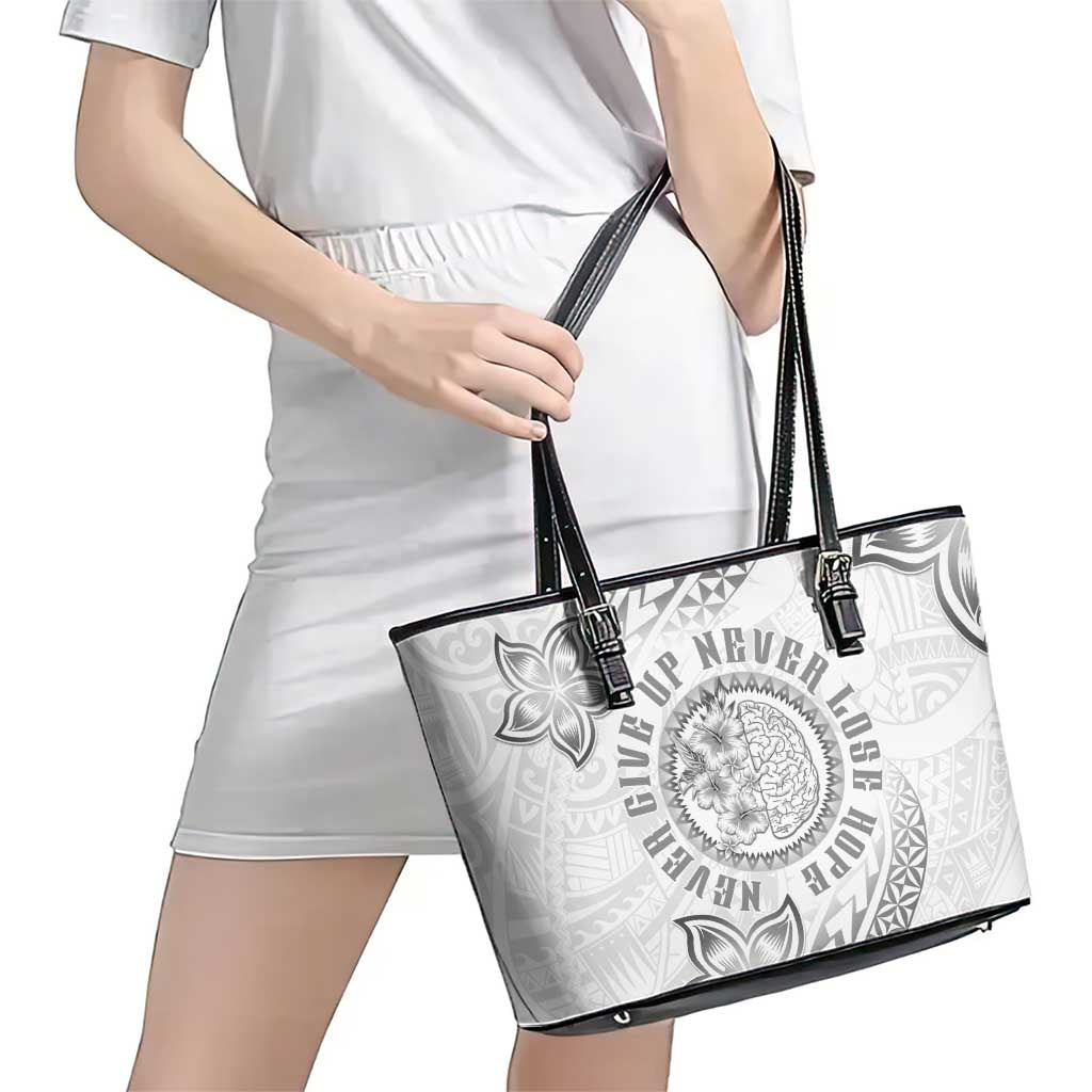 Brain Cancer Warrior Leather Tote Bag Never Give Up LT05 - Polynesian Pride