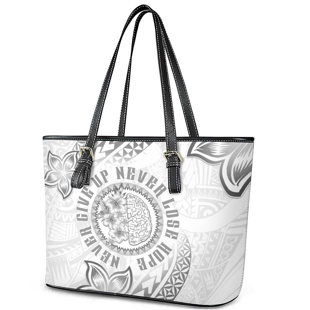 Brain Cancer Warrior Leather Tote Bag Never Give Up LT05 - Polynesian Pride