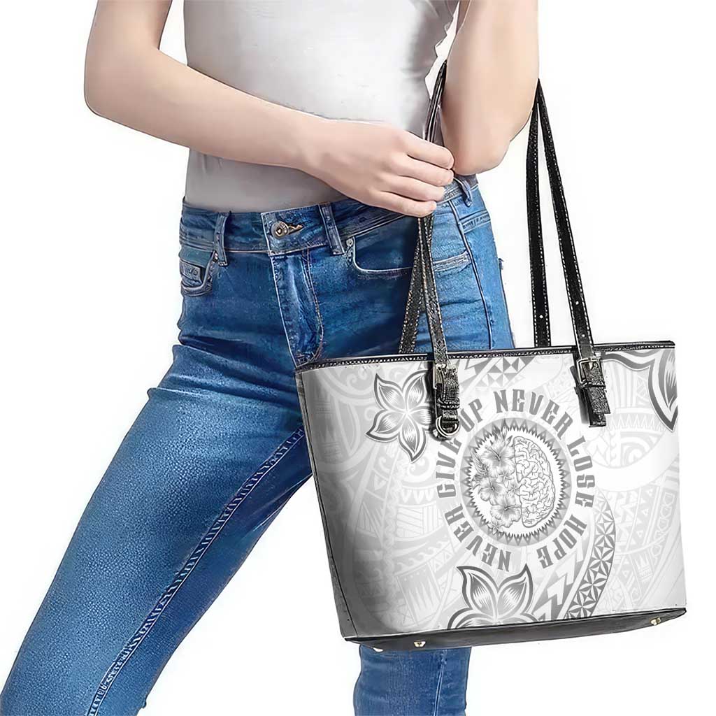 Brain Cancer Warrior Leather Tote Bag Never Give Up LT05 - Polynesian Pride
