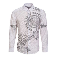 Brain Cancer Warrior Long Sleeve Button Shirt Never Give Up LT05 Unisex White - Polynesian Pride