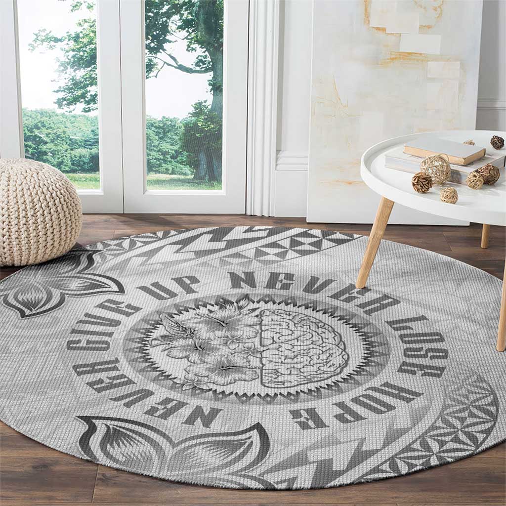 Brain Cancer Warrior Round Carpet Never Give Up