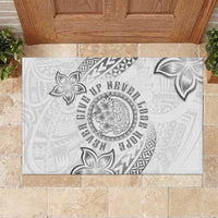 Brain Cancer Warrior Rubber Doormat Never Give Up LT05 White - Polynesian Pride