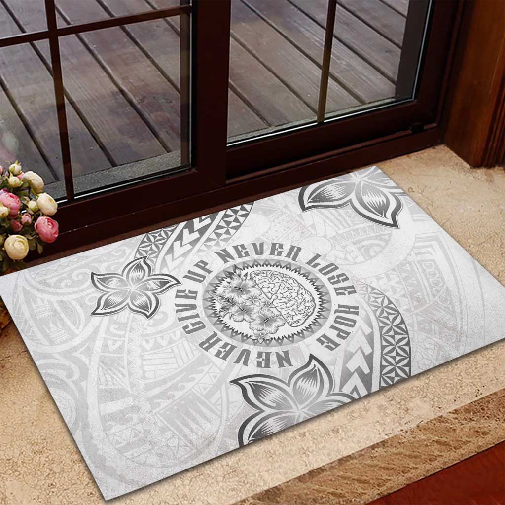 Brain Cancer Warrior Rubber Doormat Never Give Up LT05 - Polynesian Pride