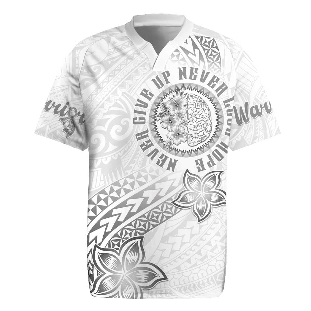 Brain Cancer Warrior Rugby Jersey Never Give Up LT05 White - Polynesian Pride