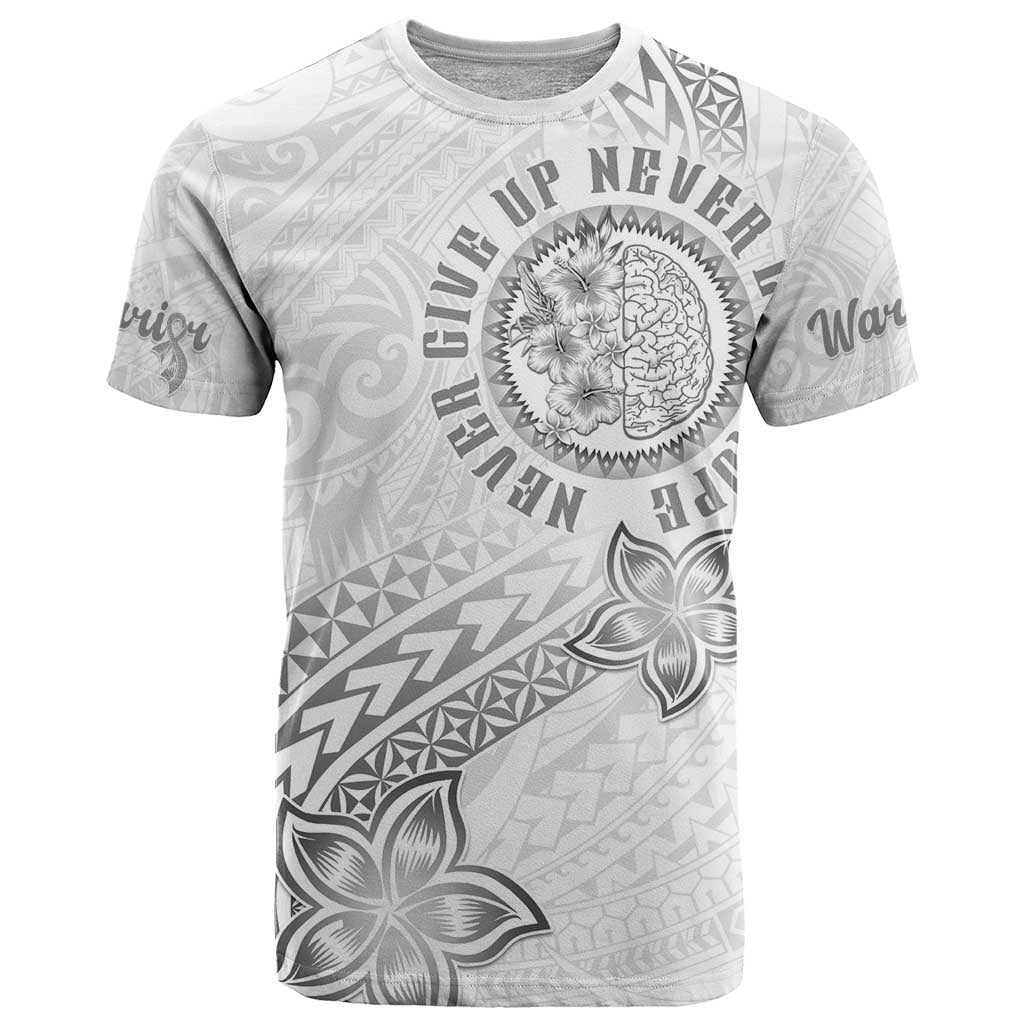 Brain Cancer Warrior T Shirt Never Give Up LT05 White - Polynesian Pride