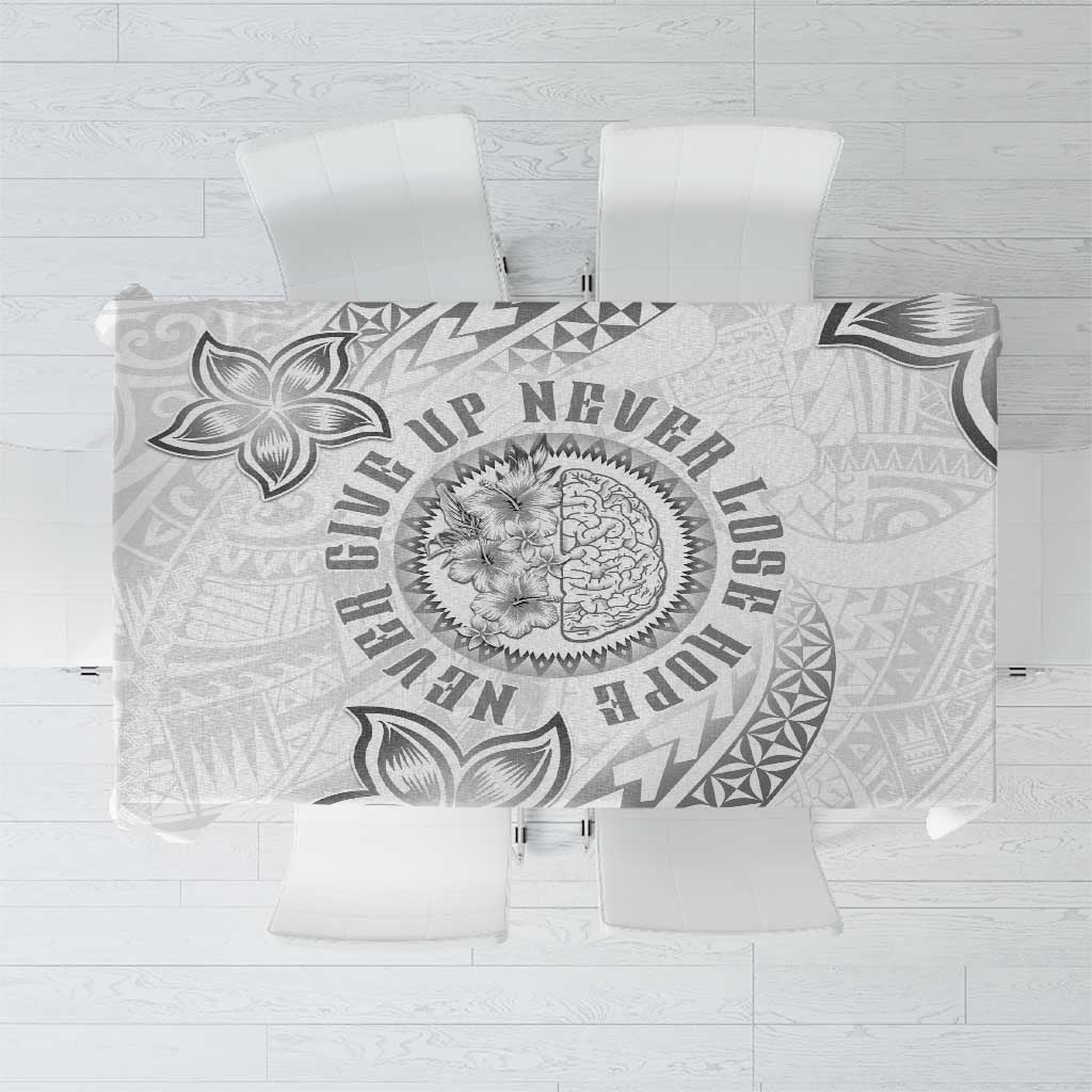 Brain Cancer Warrior Tablecloth Never Give Up LT05 White - Polynesian Pride
