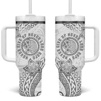 Brain Cancer Warrior Tumbler With Handle Never Give Up LT05 One Size: 40 oz White - Polynesian Pride