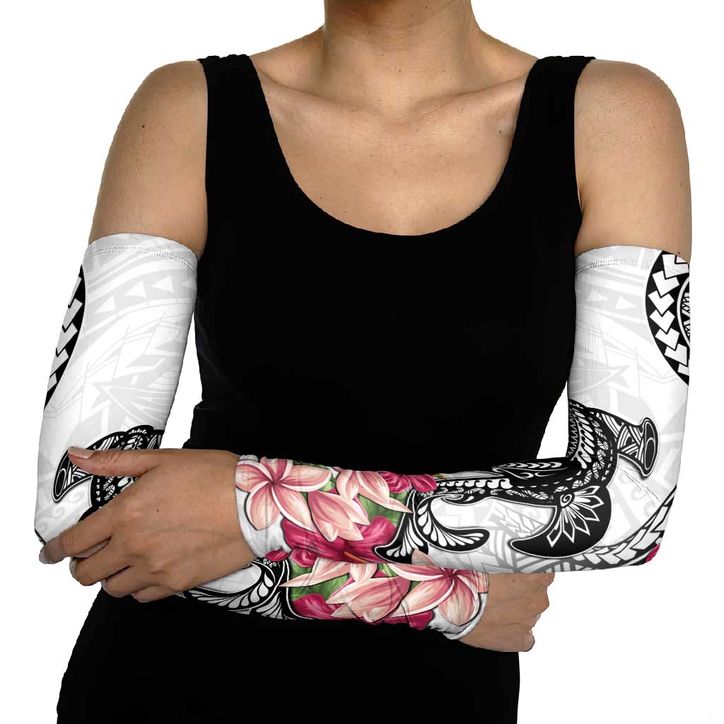 White Polynesian Hammerhead Shark Tribal Pattern Arm Sleeves - Polynesian Pride