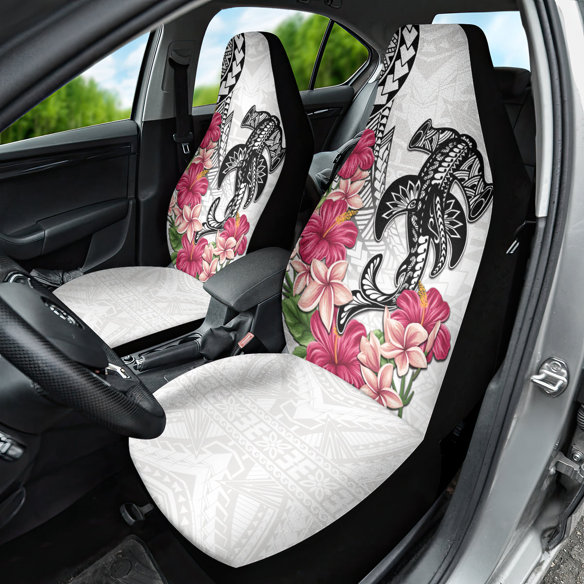 White Polynesian Hammerhead Shark Tribal Pattern Car Seat Cover