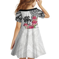 White Polynesian Hammerhead Shark Tribal Pattern Family Matching Off Shoulder Short Dress and Hawaiian Shirt LT05 - Polynesian Pride