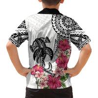 White Polynesian Hammerhead Shark Tribal Pattern Family Matching Short Sleeve Bodycon Dress and Hawaiian Shirt LT05 - Polynesian Pride