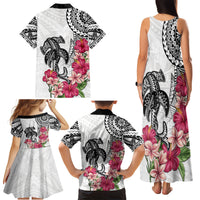 White Polynesian Hammerhead Shark Tribal Pattern Family Matching Tank Maxi Dress and Hawaiian Shirt LT05 - Polynesian Pride