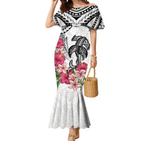 White Polynesian Hammerhead Shark Tribal Pattern Mermaid Dress LT05 Women White - Polynesian Pride