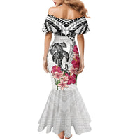 White Polynesian Hammerhead Shark Tribal Pattern Mermaid Dress LT05 - Polynesian Pride