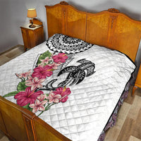 White Polynesian Hammerhead Shark Tribal Pattern Quilt
