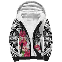 White Polynesian Hammerhead Shark Tribal Pattern Sherpa Hoodie LT05 Unisex White - Polynesian Pride