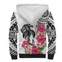 White Polynesian Hammerhead Shark Tribal Pattern Sherpa Hoodie LT05 - Polynesian Pride