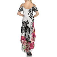White Polynesian Hammerhead Shark Tribal Pattern Summer Maxi Dress LT05 - Polynesian Pride