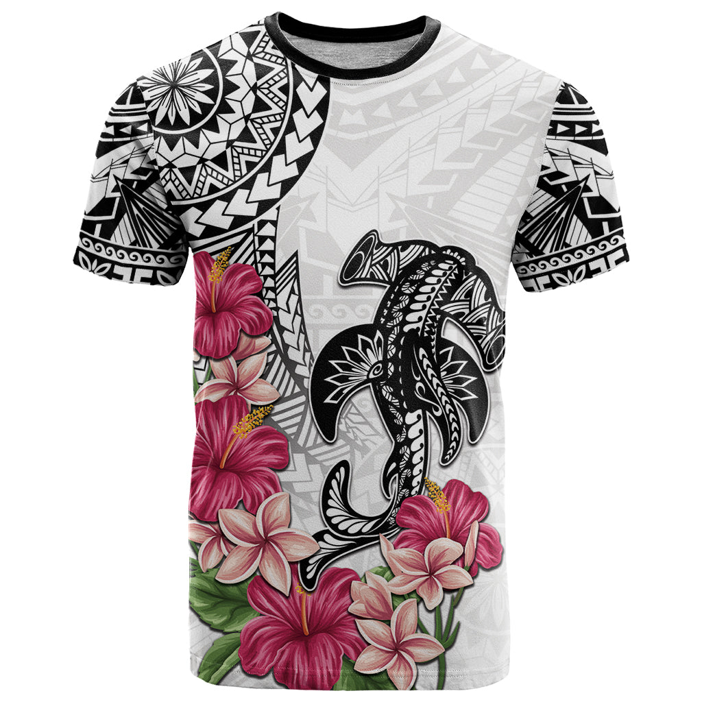 White Polynesian Hammerhead Shark Tribal Pattern T Shirt LT05 White - Polynesian Pride