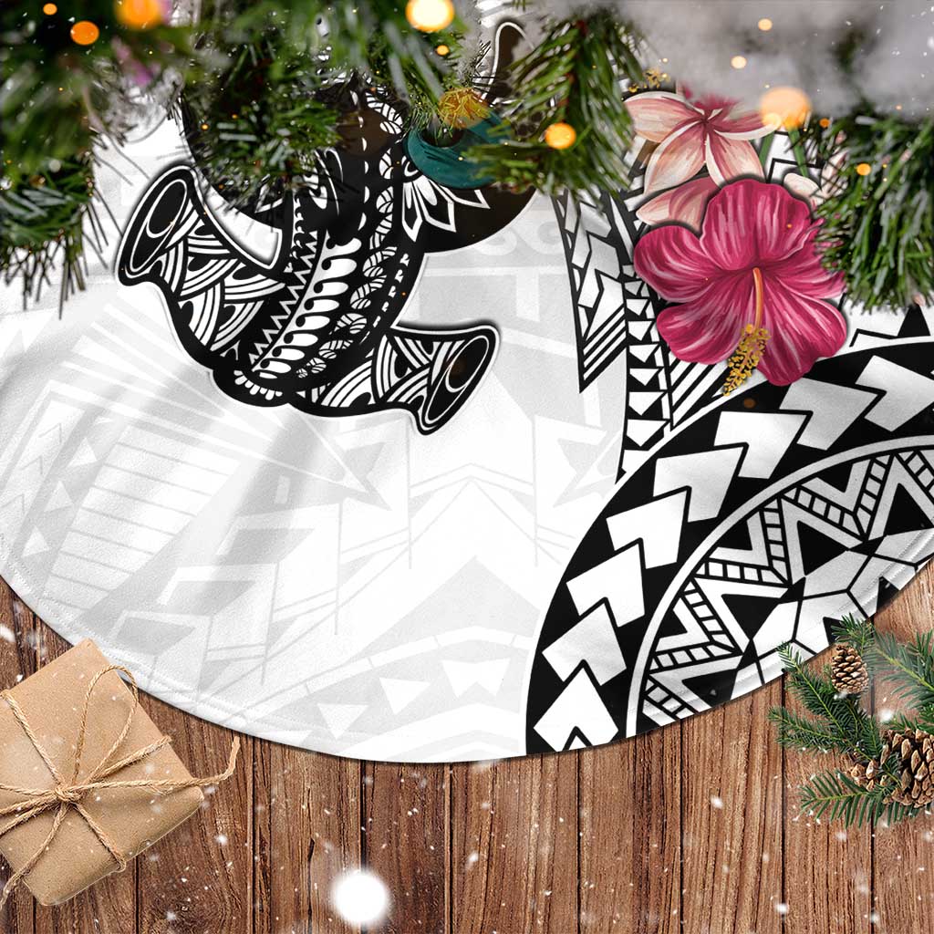 White Polynesian Hammerhead Shark Tribal Pattern Tree Skirt LT05 - Polynesian Pride