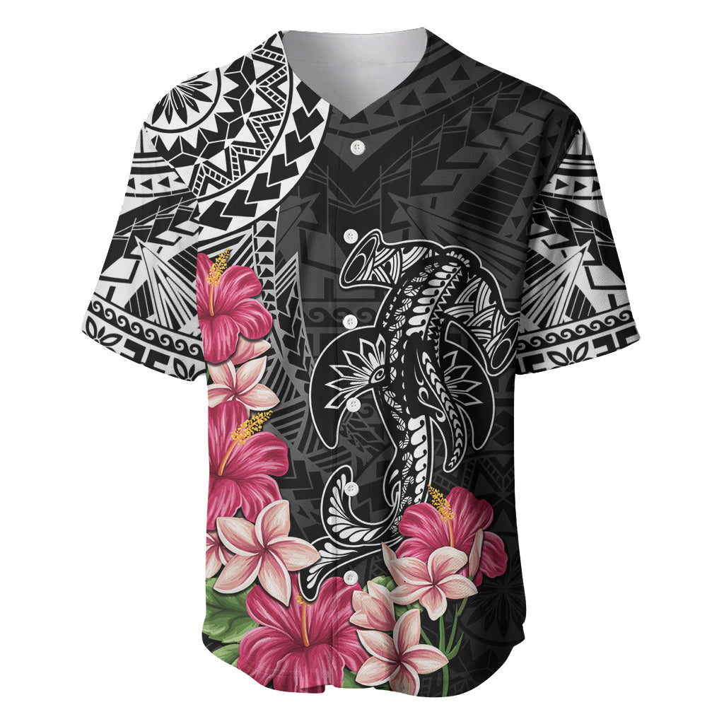 Black Polynesian Hammerhead Shark Tribal Pattern Baseball Jersey LT05 Black - Polynesian Pride