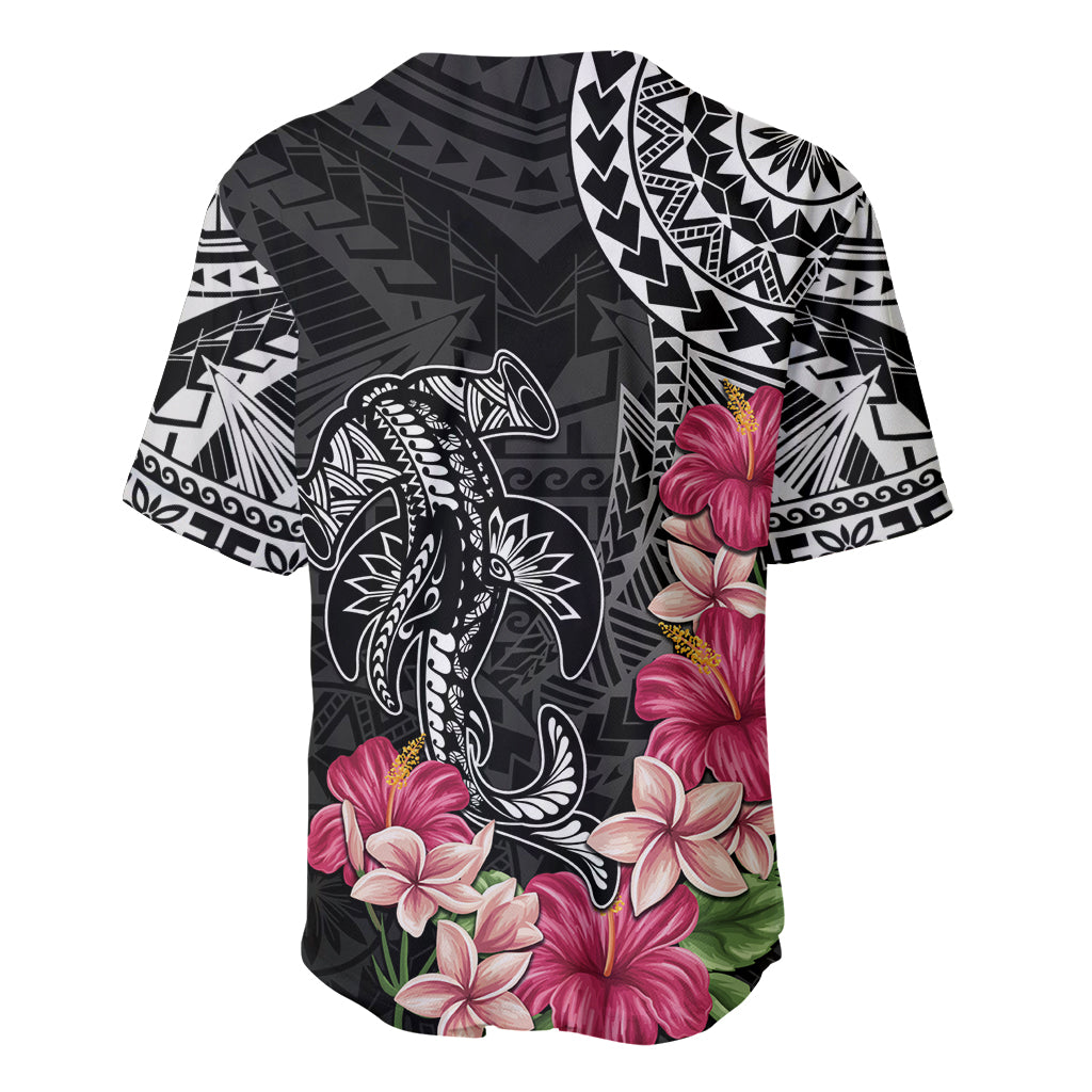 Black Polynesian Hammerhead Shark Tribal Pattern Baseball Jersey LT05 - Polynesian Pride