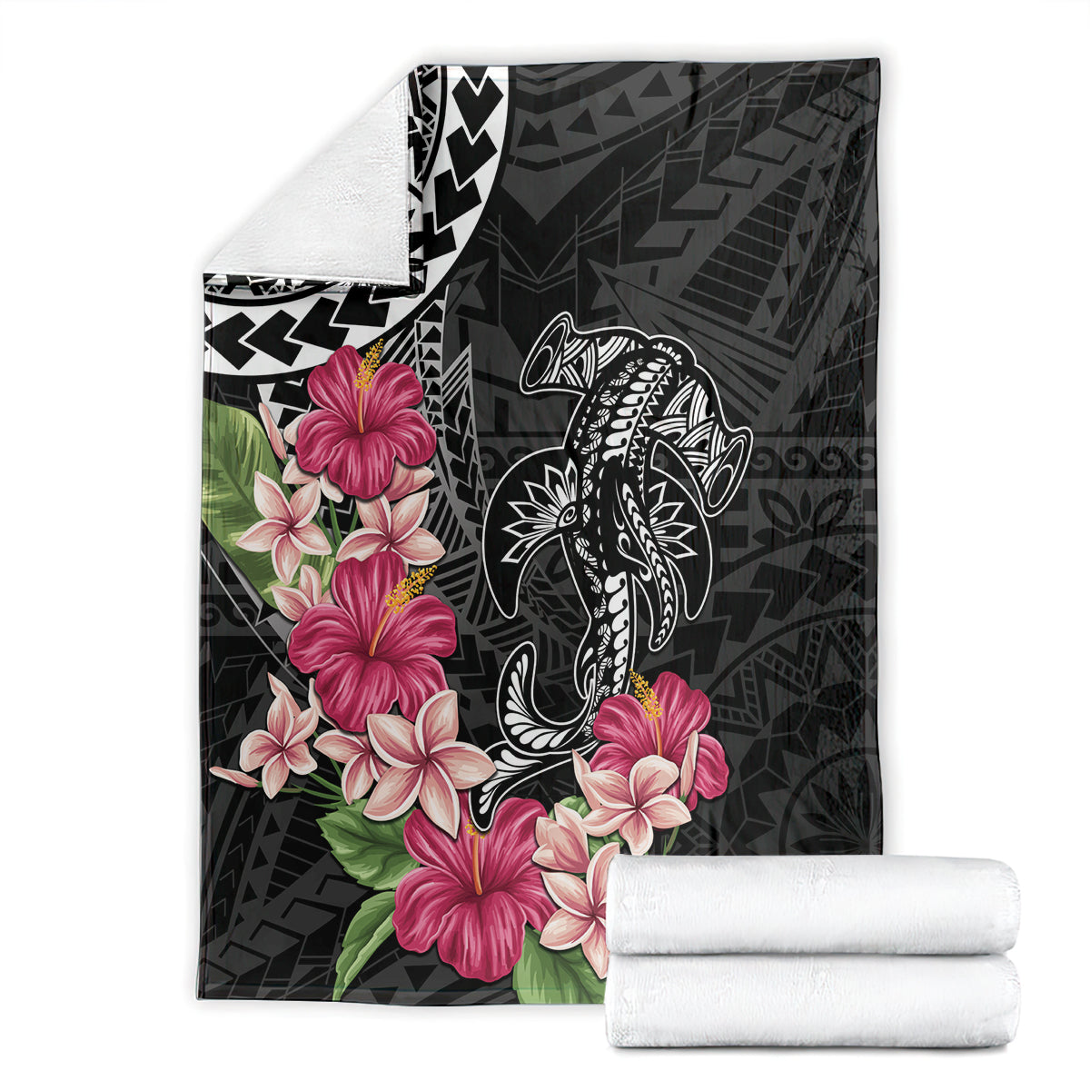 Black Polynesian Hammerhead Shark Tribal Pattern Blanket LT05 - Polynesian Pride