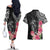 Black Polynesian Hammerhead Shark Tribal Pattern Couples Matching Off The Shoulder Long Sleeve Dress and Hawaiian Shirt
