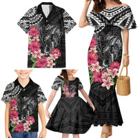 Black Polynesian Hammerhead Shark Tribal Pattern Family Matching Mermaid Dress and Hawaiian Shirt LT05 - Polynesian Pride
