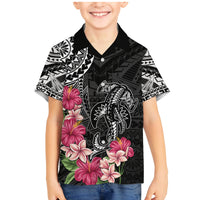 Black Polynesian Hammerhead Shark Tribal Pattern Family Matching Mermaid Dress and Hawaiian Shirt LT05 Son's Shirt Black - Polynesian Pride