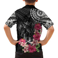 Black Polynesian Hammerhead Shark Tribal Pattern Family Matching Off Shoulder Maxi Dress and Hawaiian Shirt LT05 - Polynesian Pride