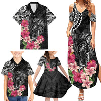 Black Polynesian Hammerhead Shark Tribal Pattern Family Matching Summer Maxi Dress and Hawaiian Shirt LT05 - Polynesian Pride