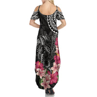 Black Polynesian Hammerhead Shark Tribal Pattern Family Matching Summer Maxi Dress and Hawaiian Shirt LT05 - Polynesian Pride