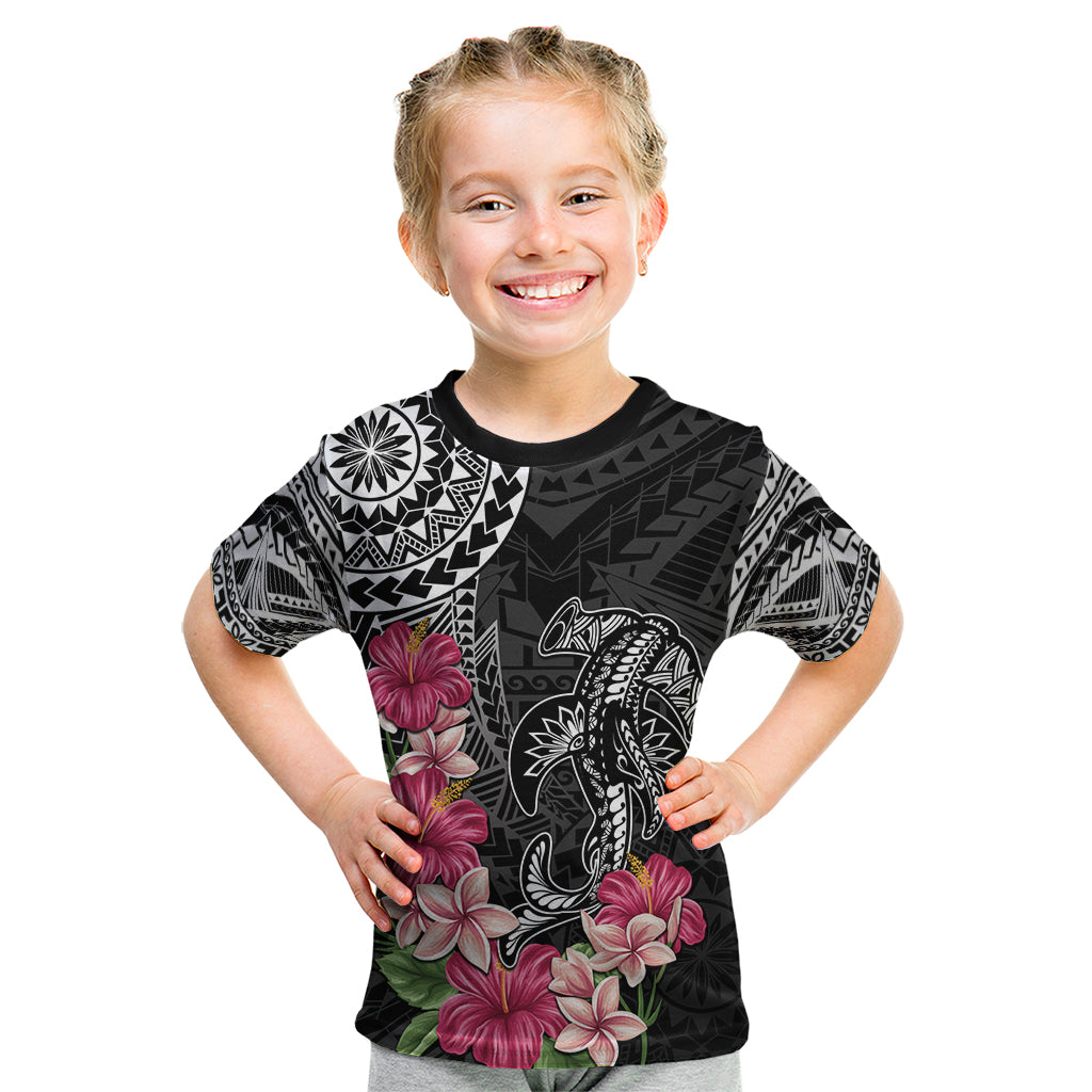 Black Polynesian Hammerhead Shark Tribal Pattern Kid T Shirt LT05 Black - Polynesian Pride
